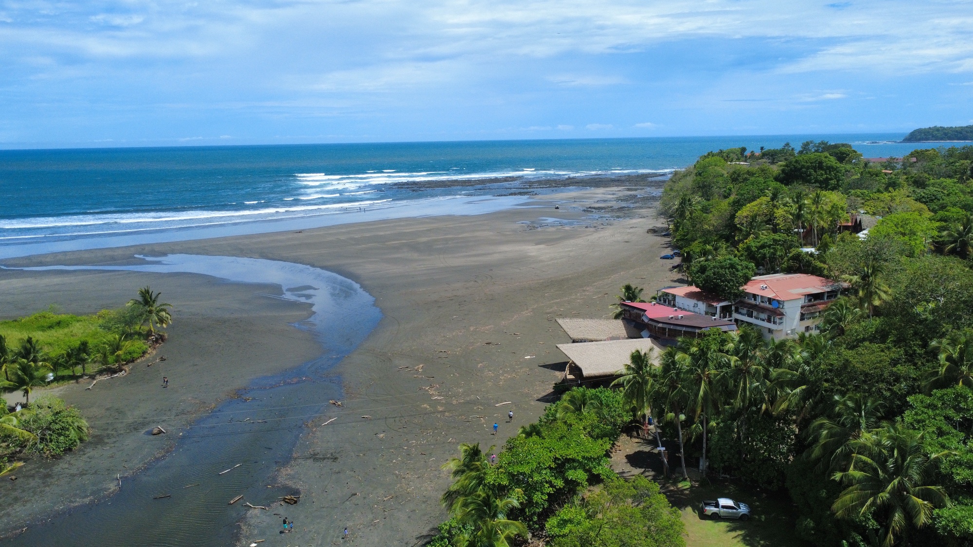 Aerial view of Playa Estero and the Pacific coast