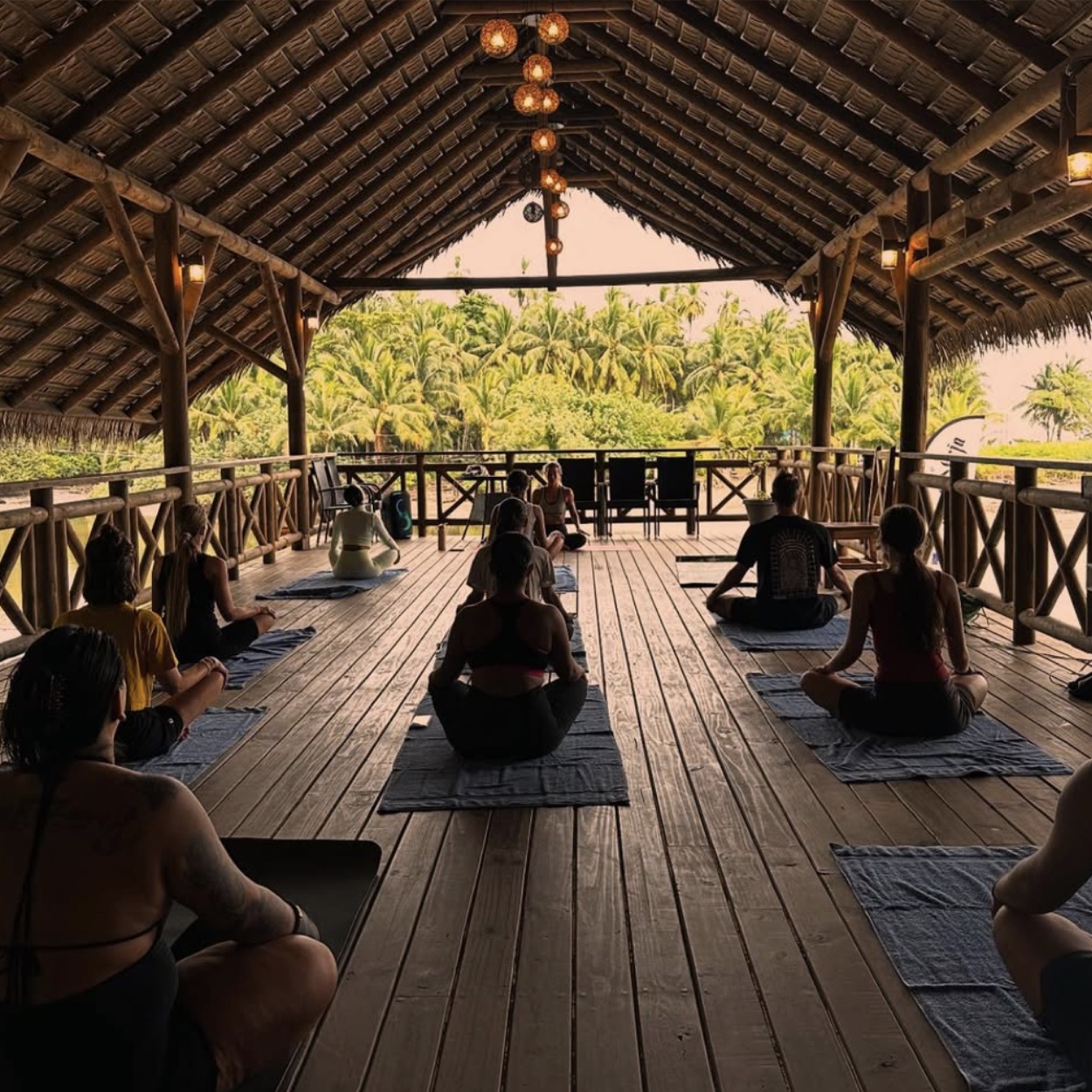 Yoga retreat on the open-air Costa Catalina deck